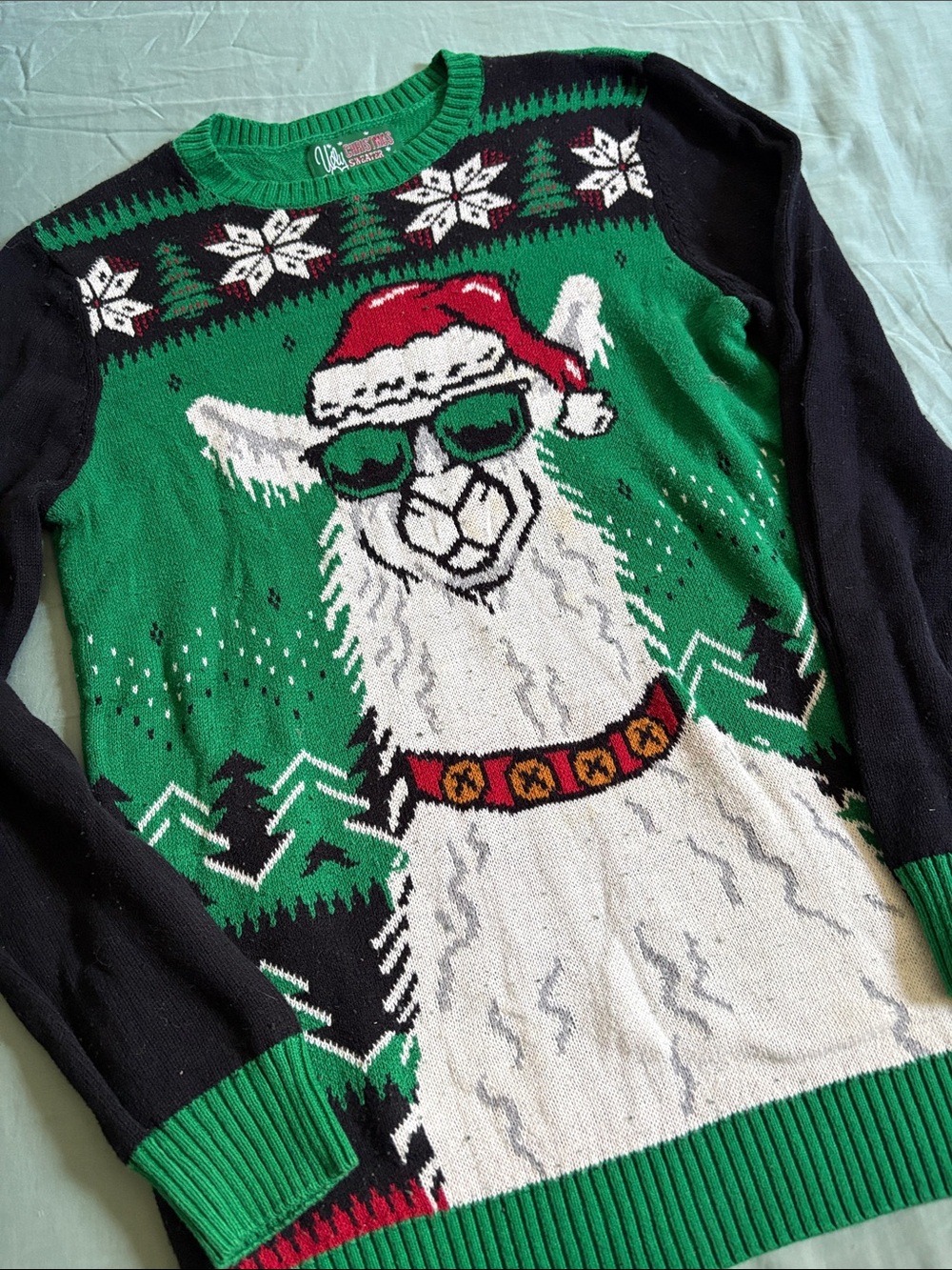 Ugly Christmas Sweater Men Crewneck - Green, Black, White, Red